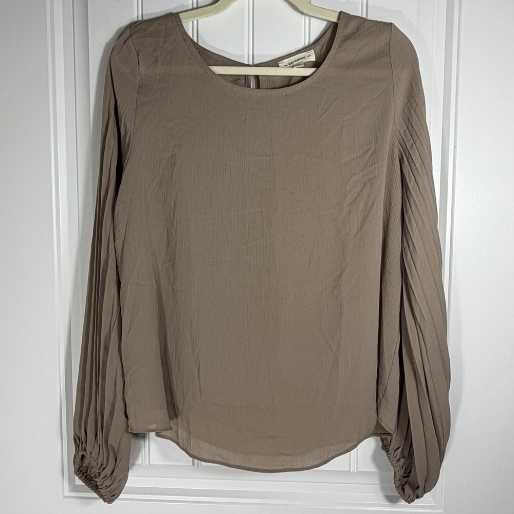 ee:some Women's Small Taupe Brown Long Sleeve Balloon Sleeve Blouse